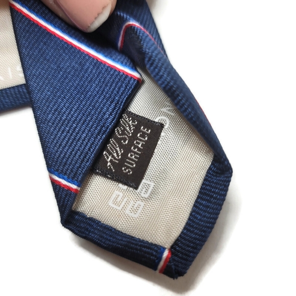 Givenchy monsieur striped silk tie red and navy - Picture 6 of 7